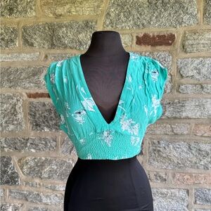 Free people Floral Teal Women's Top